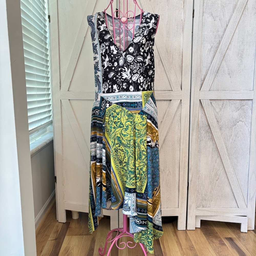 RACHEL Rachel Roy Asymmetrical Patchwork Dress Size Small Fairy Grunge Festival